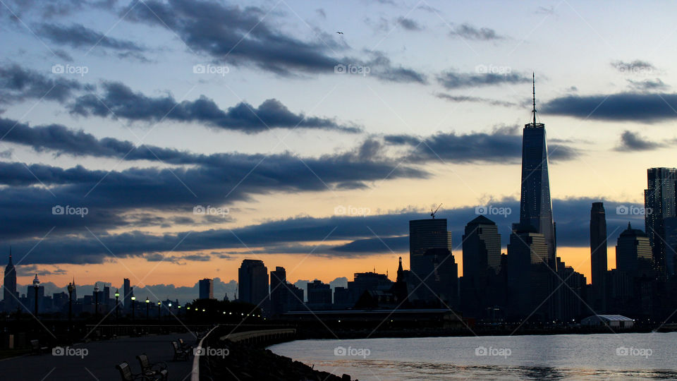 Manhattan Skyline Silhouette at Dawn