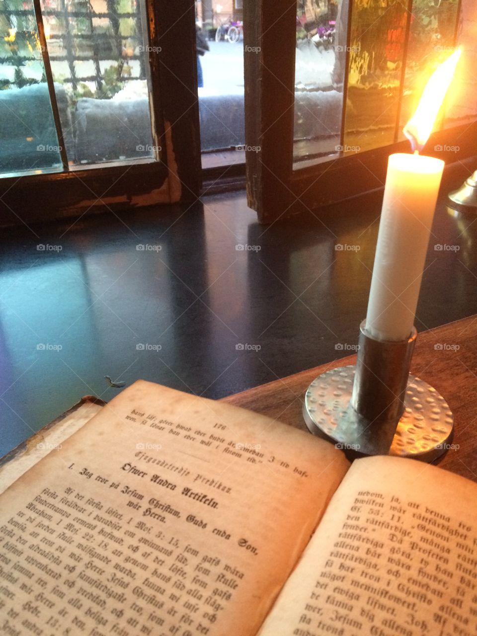 Old book and candle 
