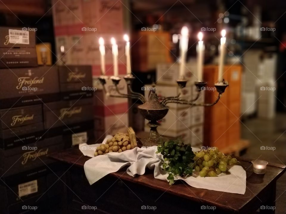 candles in wine cave