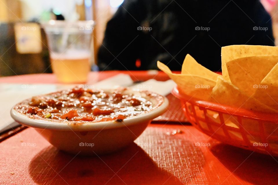 Mexican chips and salsa on the house for lunch meals with the families in the community. 