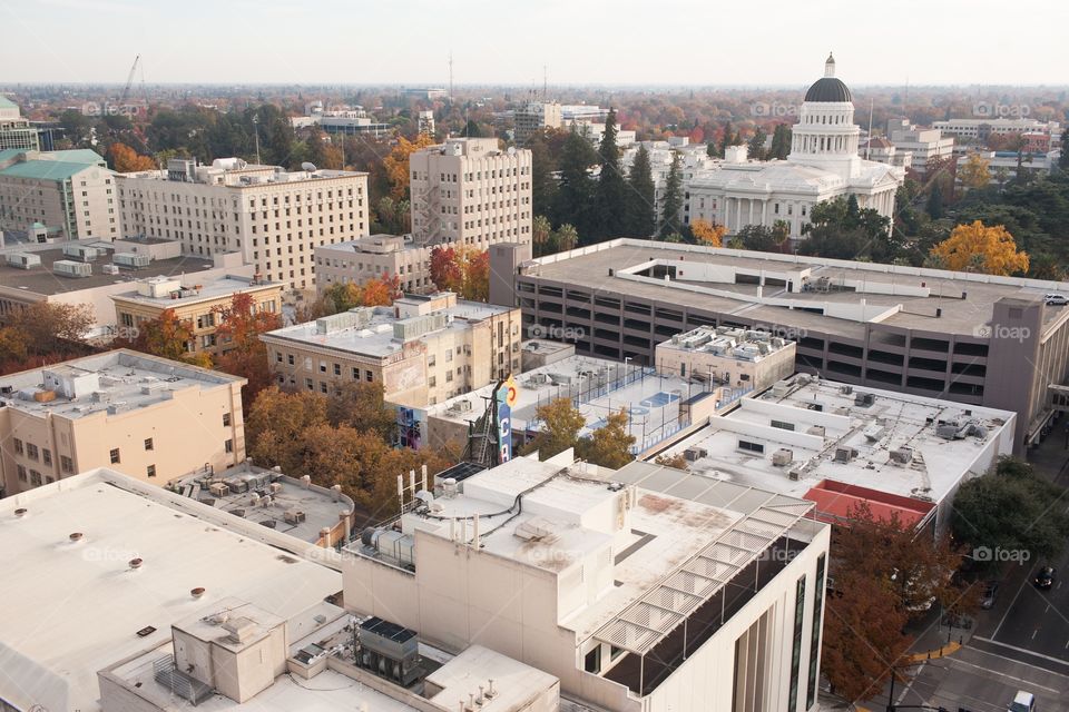 Birdseye view of Sacramento downtown