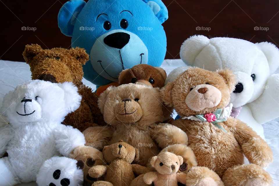 Diverse. Diverse group of teddy bears in a variety of shapes, sizes, and colors