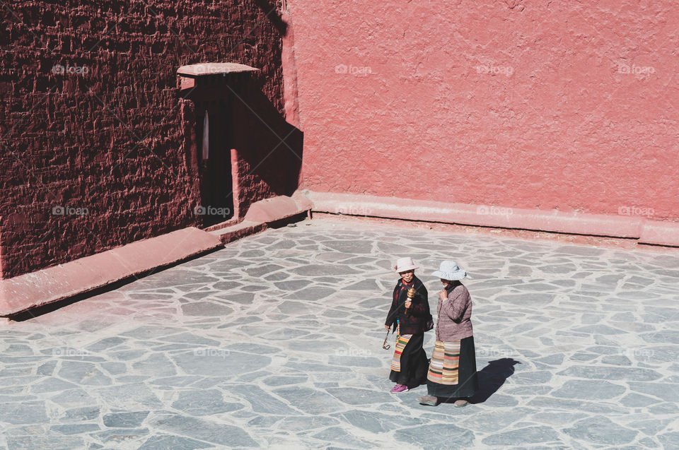 two women walking