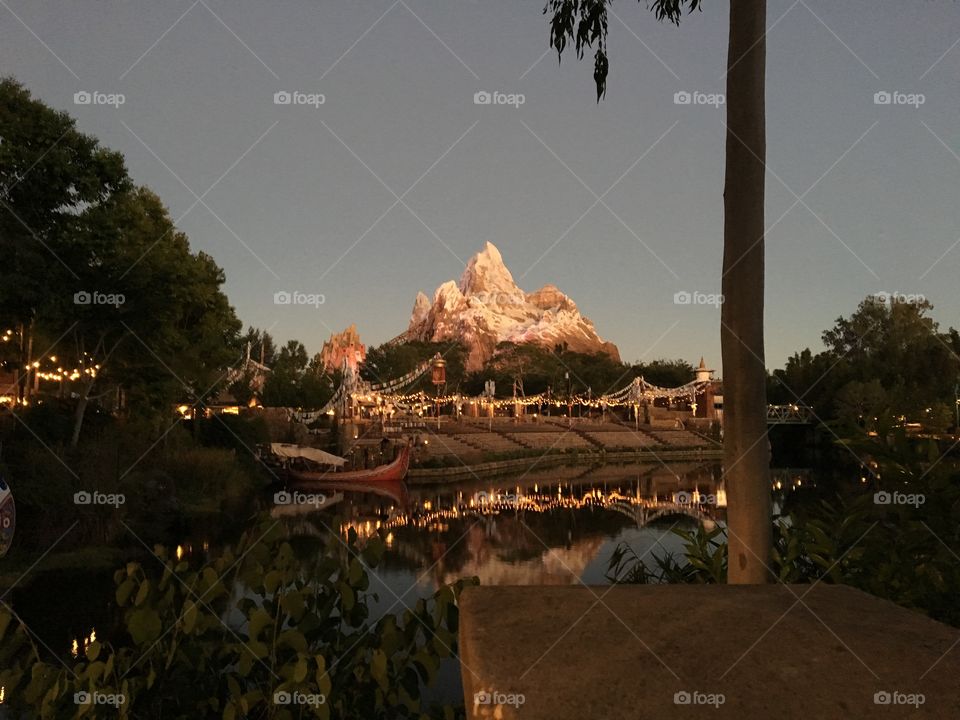 Expedition Everest at dusk