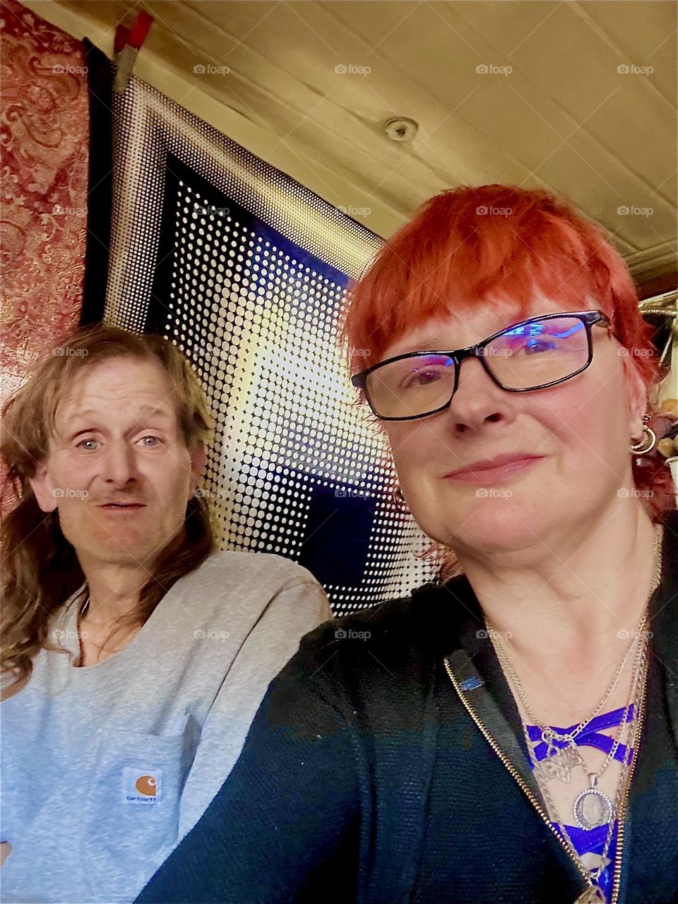 This is me, “Petra Schiller” a.k.a. “Maxine Firefox” and my significant other “Timothy Trespas” aboard “Salvation”, the “28 foot 1969 Luhrs” cabin cruiser at “Newtown Creek” in LIC, Queens that we both call home. 2024. Hypnotic Productions