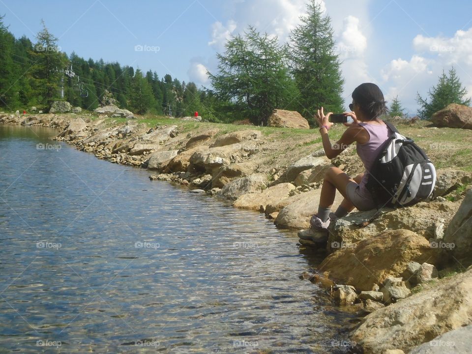 Across the lake. Across the lake in the valley,Dolomiti,Italy