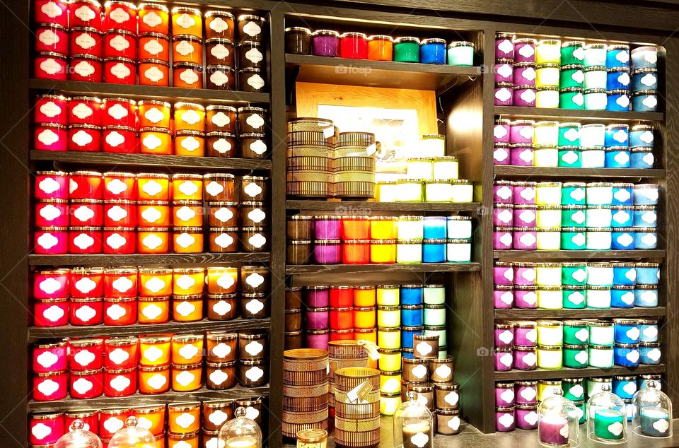Rainbow of colors and candles
