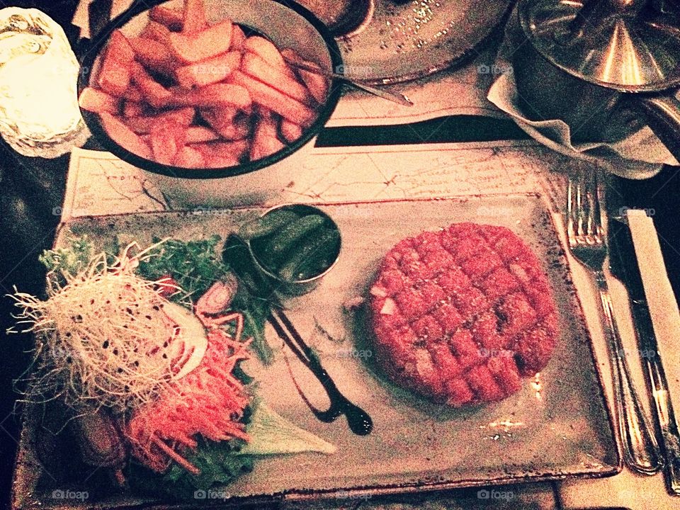 Close-up of steak tartare