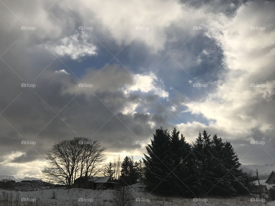 Cloudy winter morning.