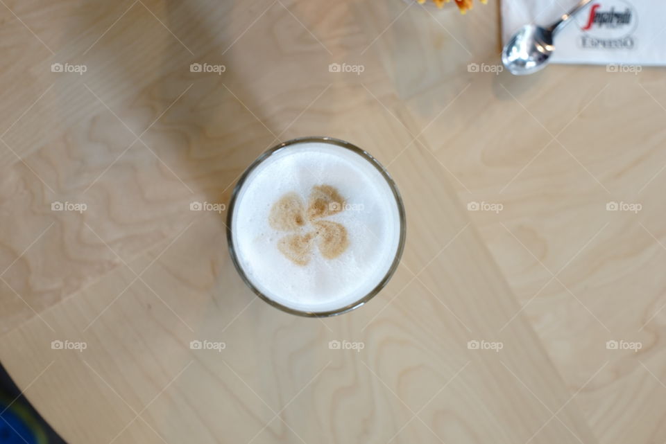 Cappuccino on wooden table