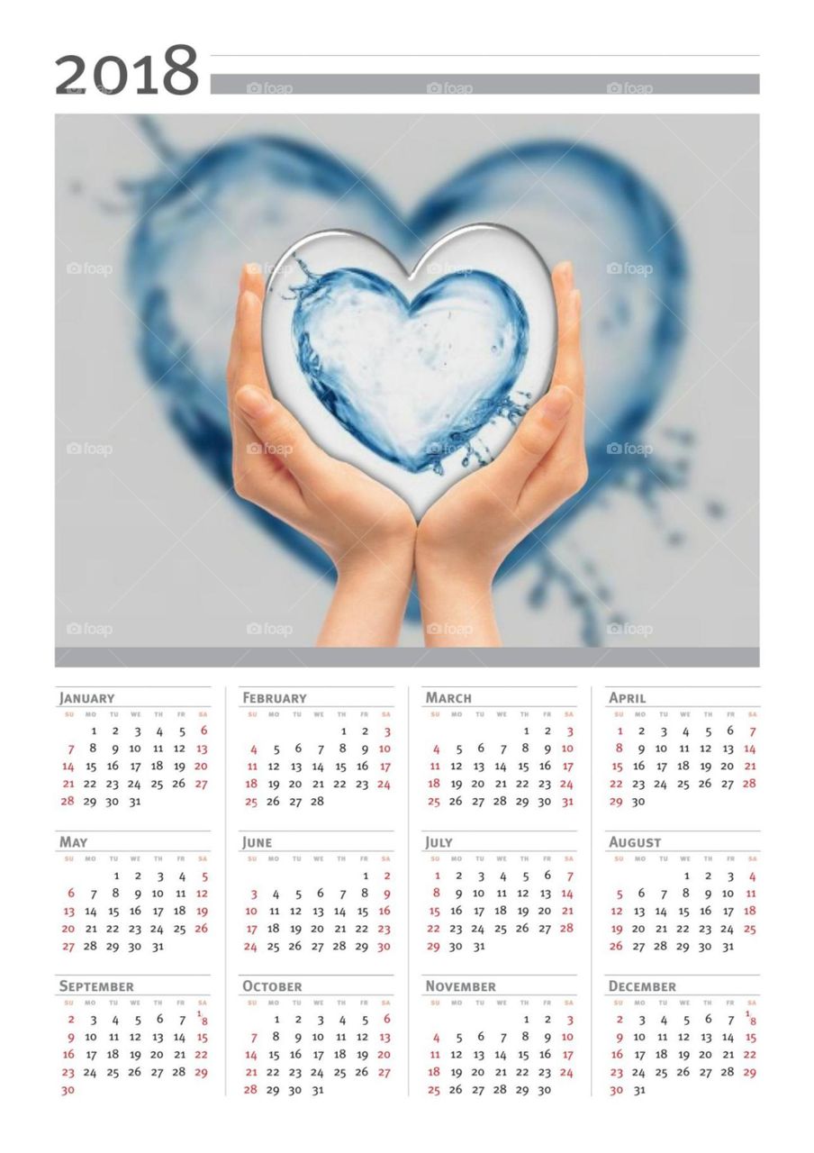 Wasser Herz Kalender 2018