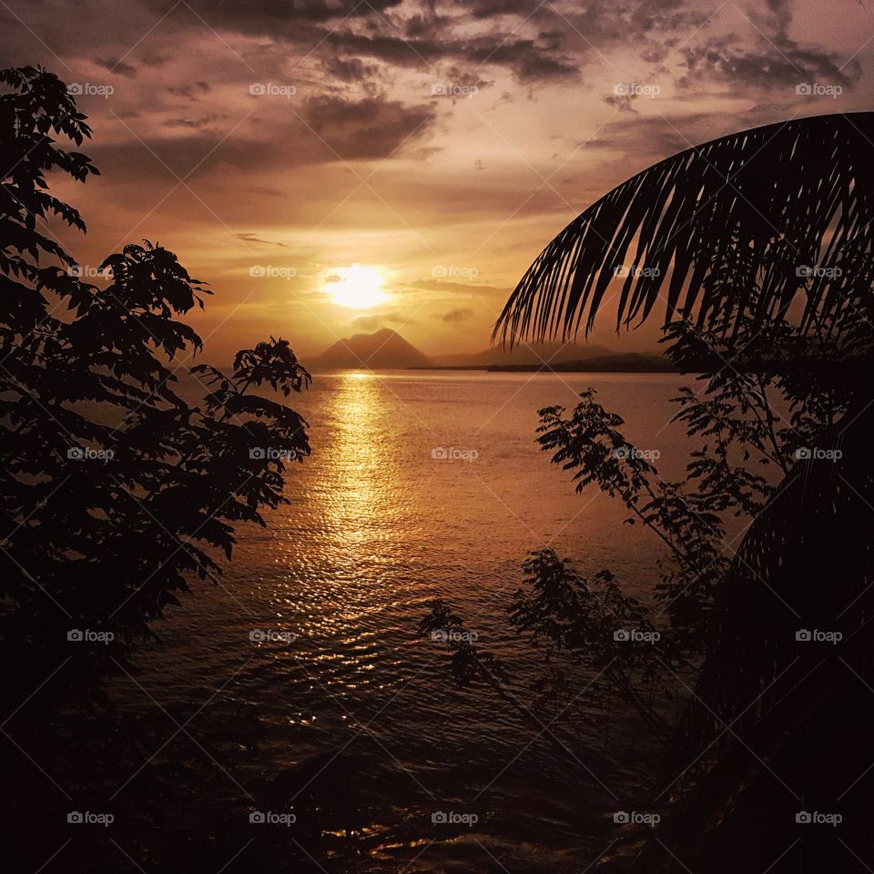 Carribean island sunset