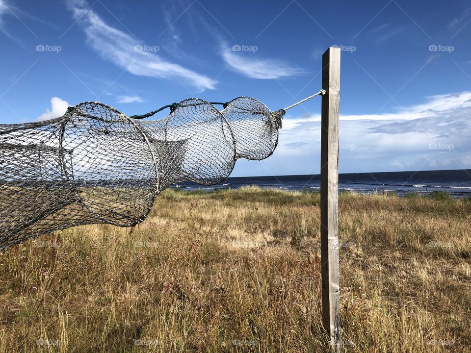 Fishing net by the ocean