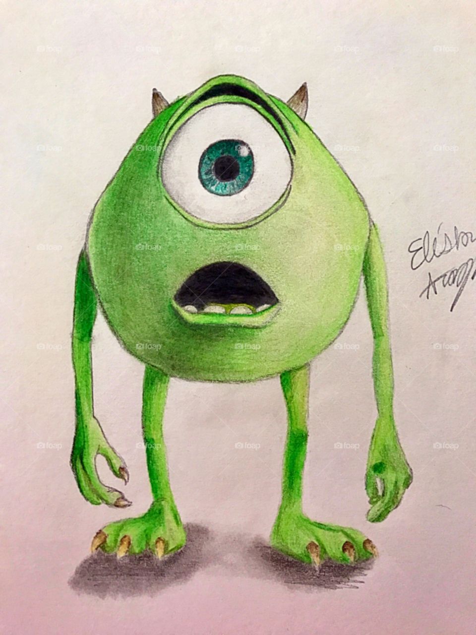 Drawing of Mike from Monsters Inc. 