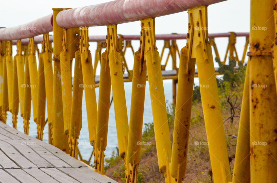 Stairway only for people. Made with yellow metal. Details. Brazil 