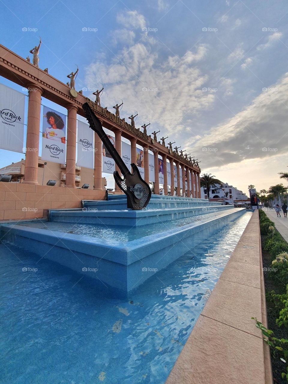 urban water, Hard Rock Cafe- Tenerife- water basin with guitar