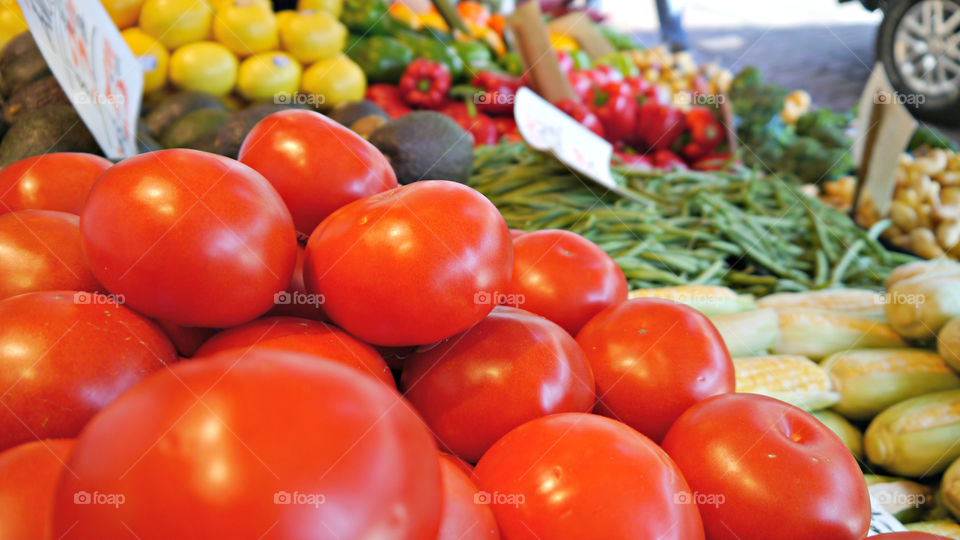 tomatoes at the market. Pike Place Market, Seattle, WA