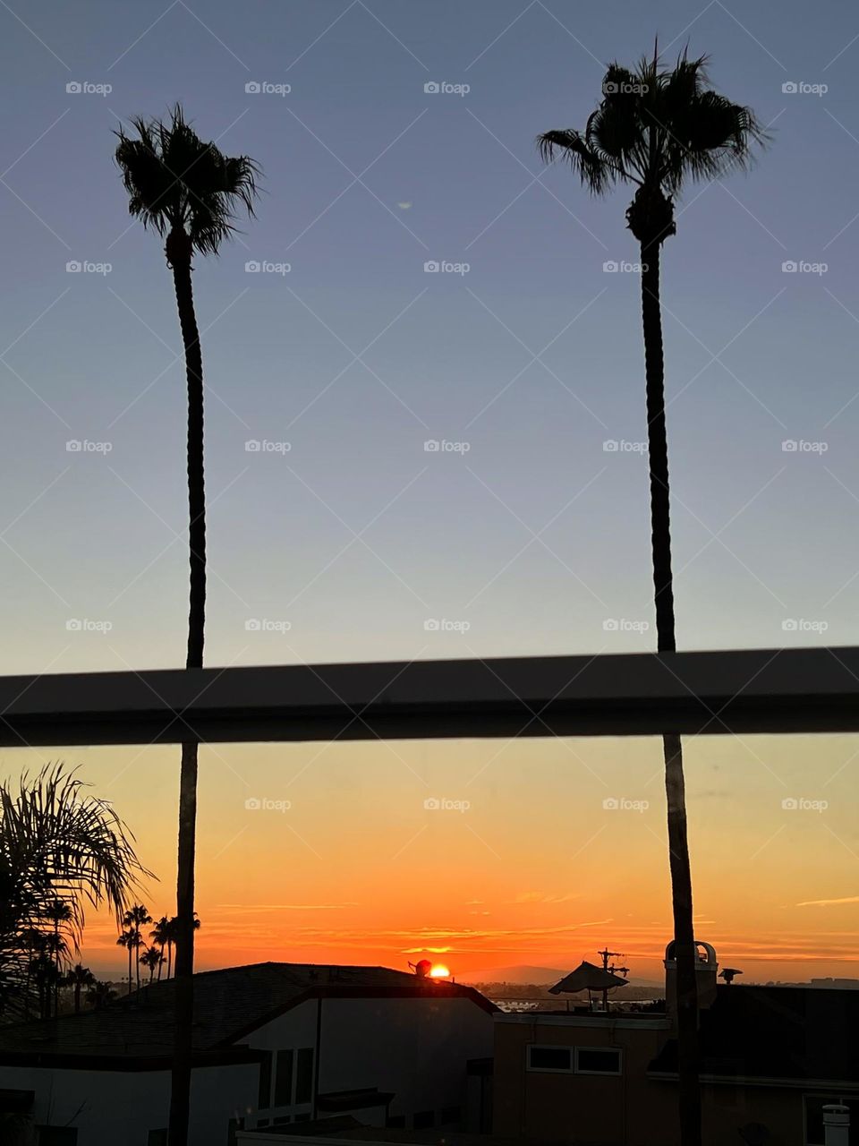 Beautiful sunset from a balcony in Corona del Mar 