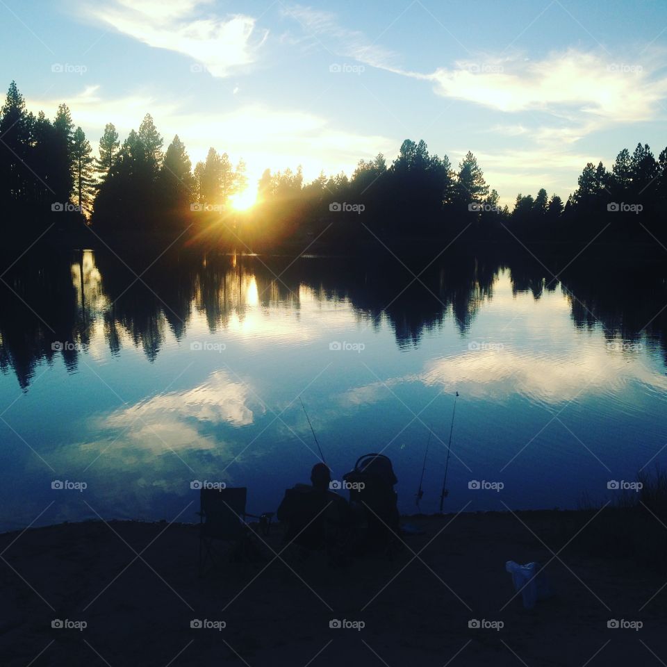 My family at Sunset at Green Valley Lake California. Beautiful spot for fishing and hiking. We are enjoying the beautiful sunset.