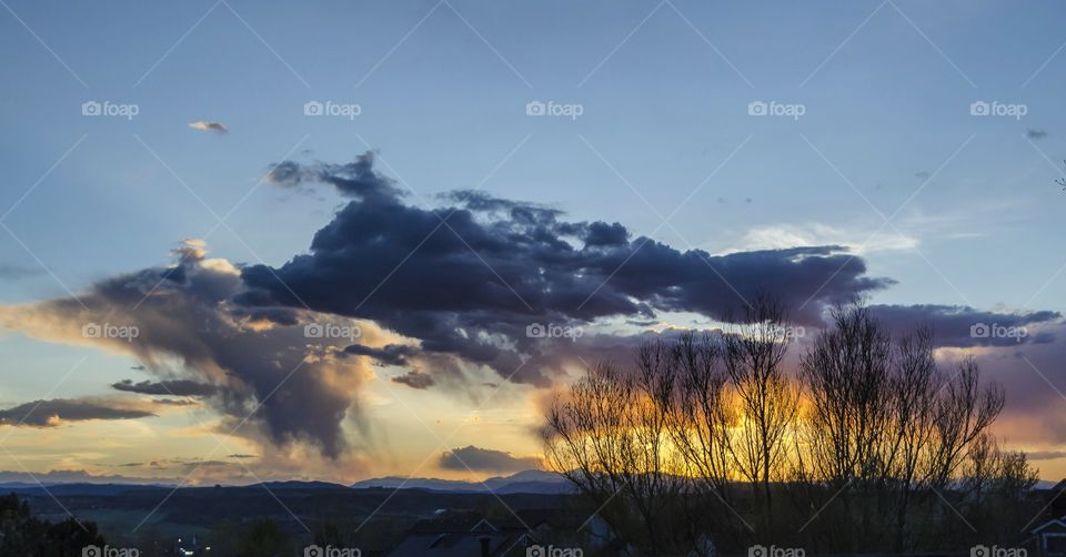 Sun setting over Castle Rock