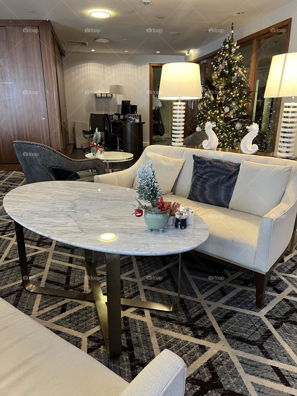 Seating area with table and sofa in the living room