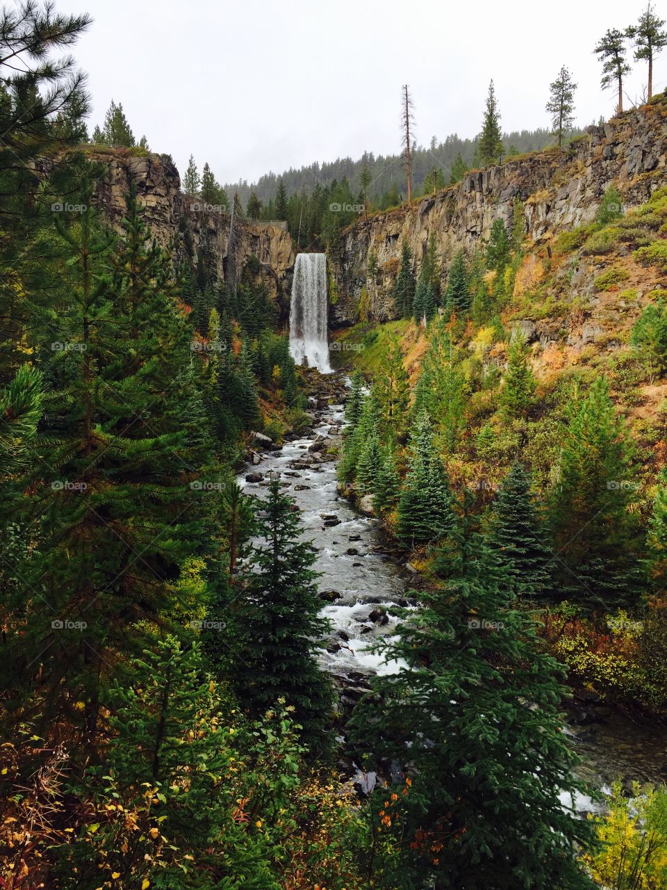Waterfall into river 