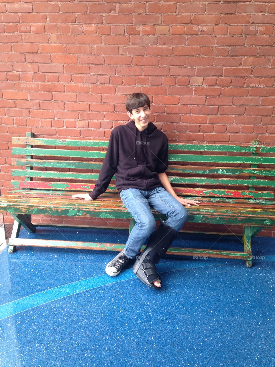Me sitting on Walt Disney's bench at the Walt Disney Family Museum in San Francisco, CA. - June 2014
