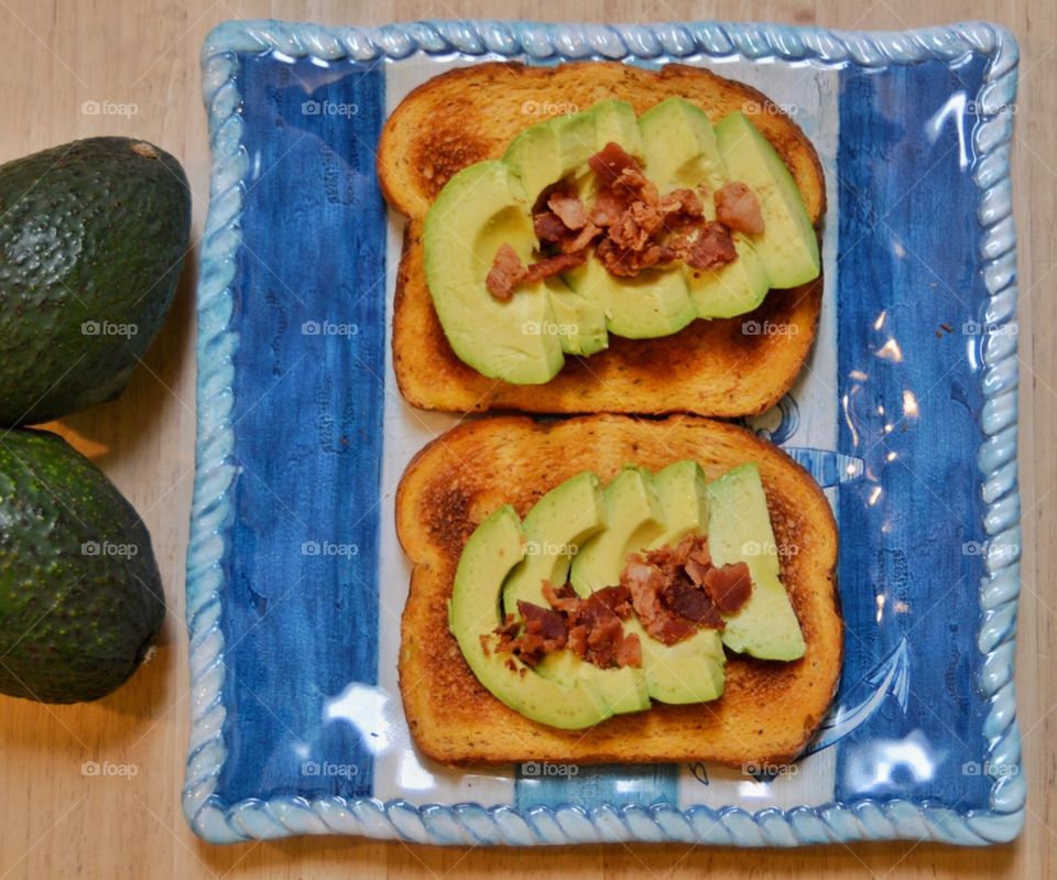 View of avocado toast