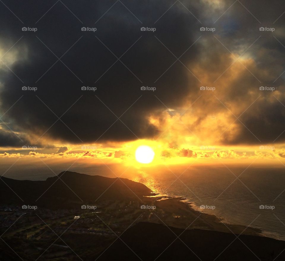 Sunrise breaking. Sunrise at Koko Head on Oahu Hawaii 