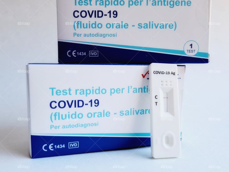 packs of rapid salivary test for antigen (covid-19) and negative test already performed