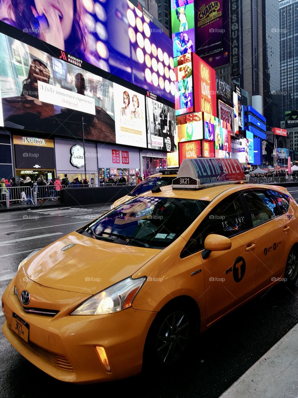 Yellow New York taxi on the streets of New York