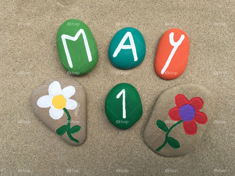 1 May, calendar date on colored stones