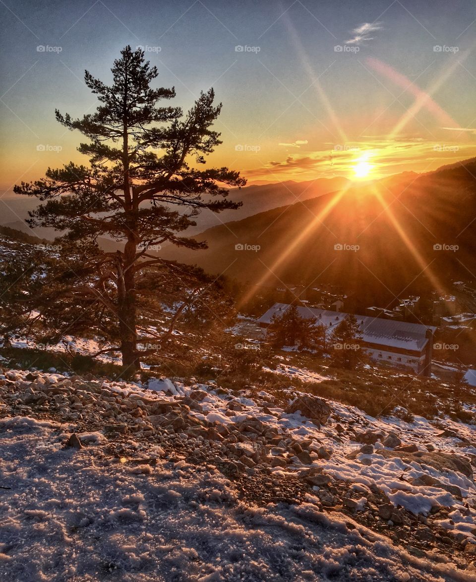 Sunset in Madrid Mountains, Spain 