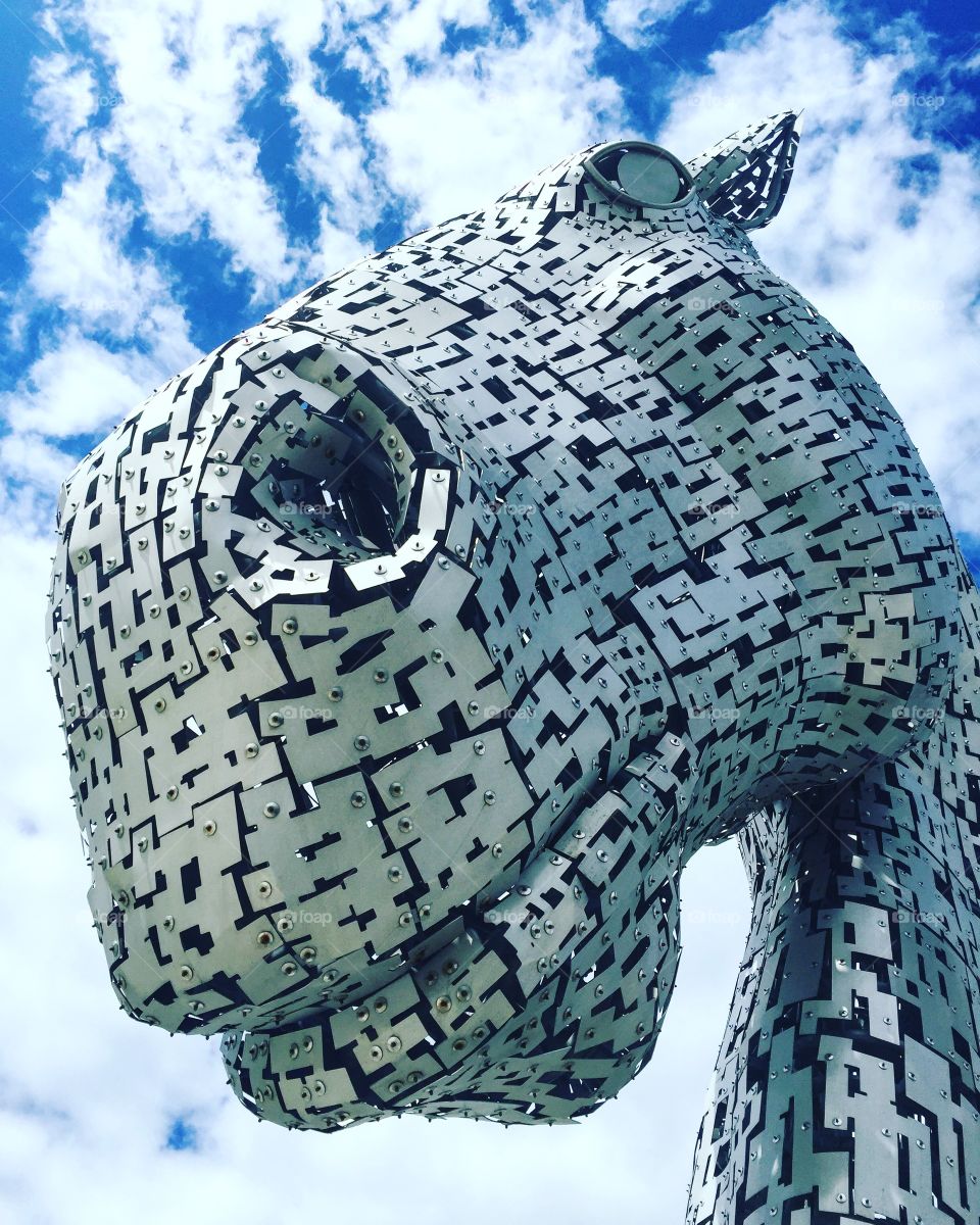 The Kelpies, a close up 