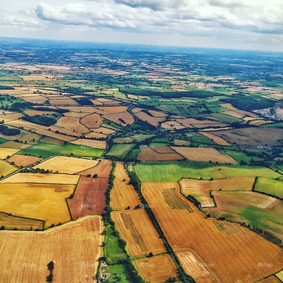Aerial view of agriculture fields