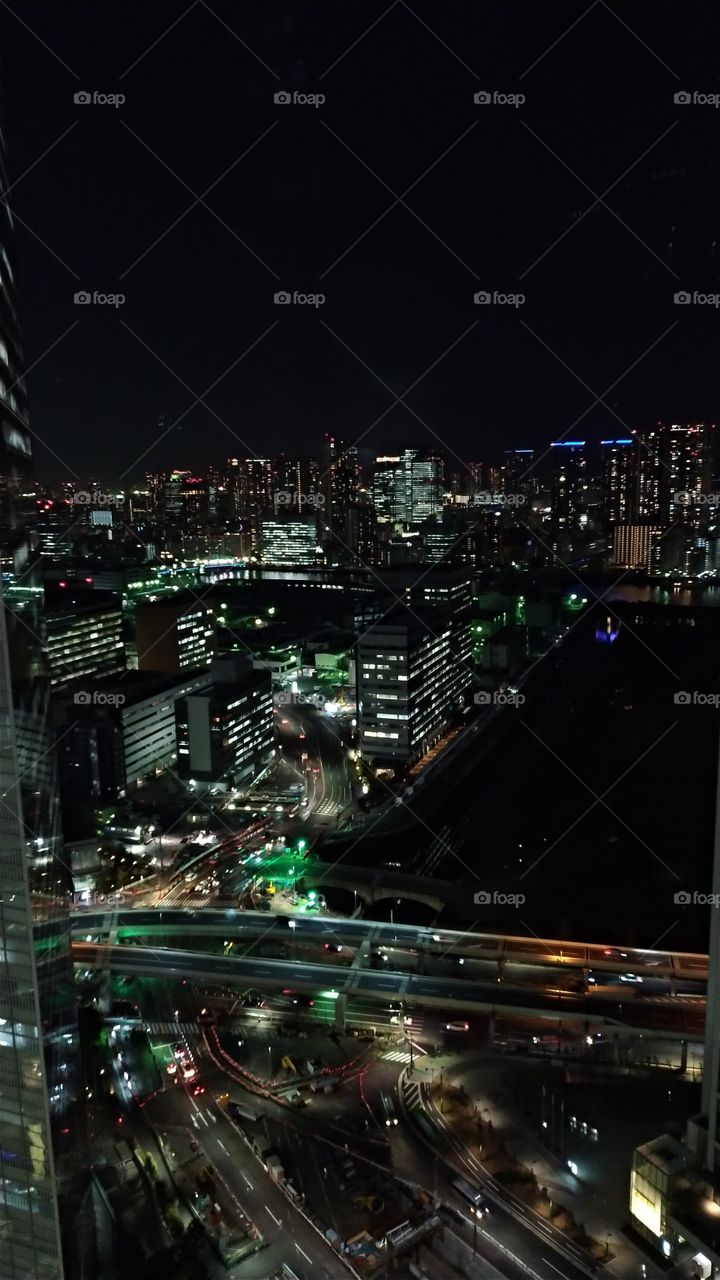 City, Road, Evening, Skyscraper, Light