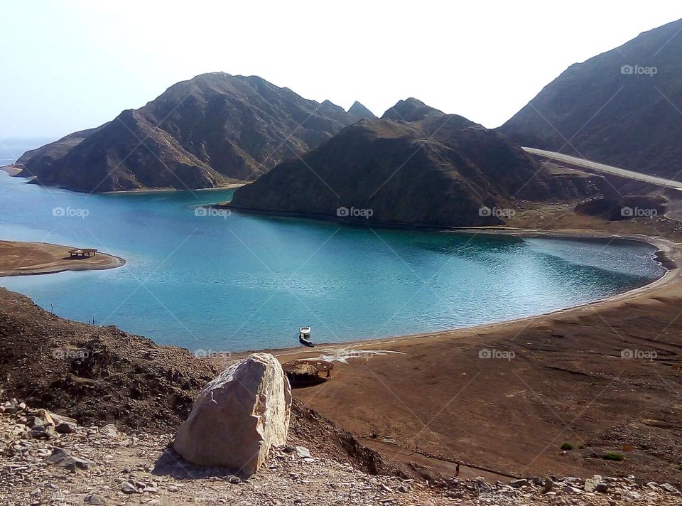 fiord bay in Taba , surrounded by huge mountains