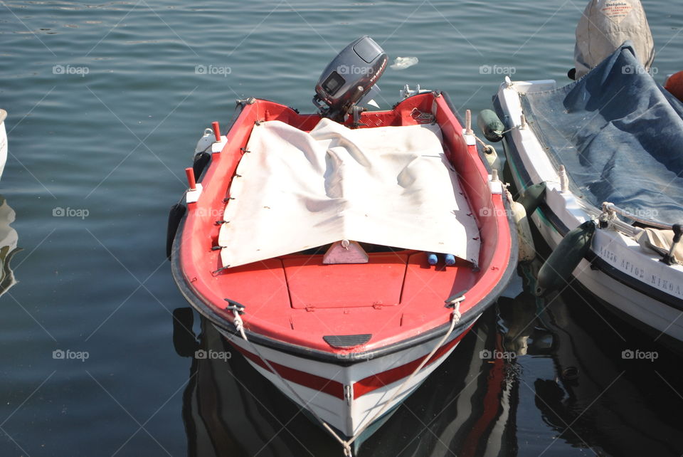 A red boat in Greece