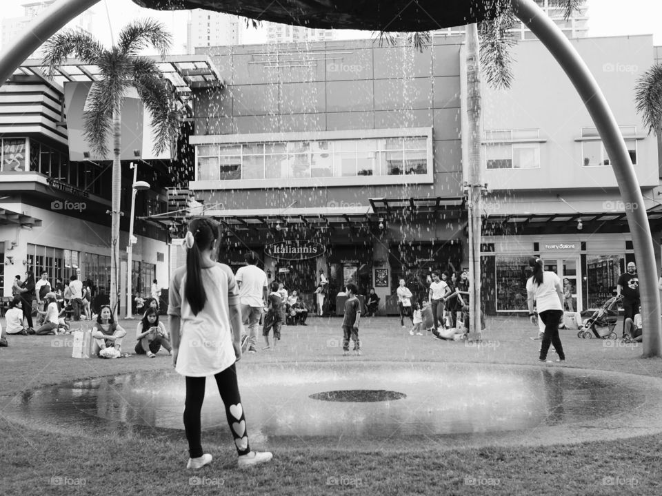 Admiring the water shower