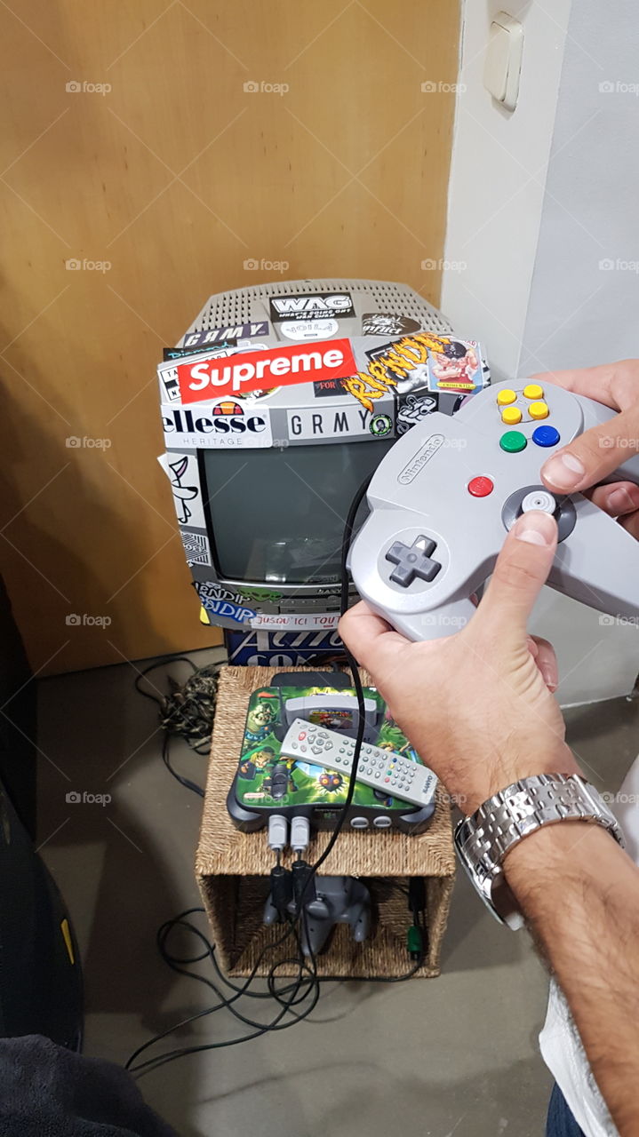 vintage nintendo console and computer