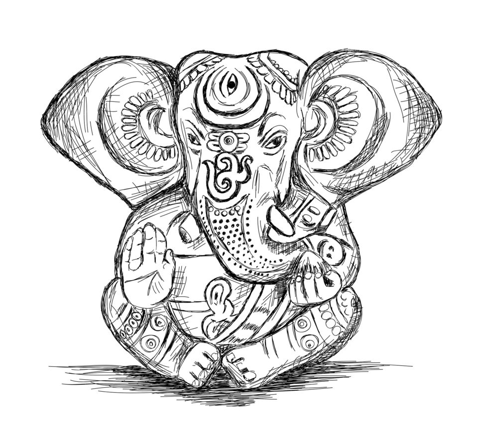 Hindu God ganesha sketch illustration