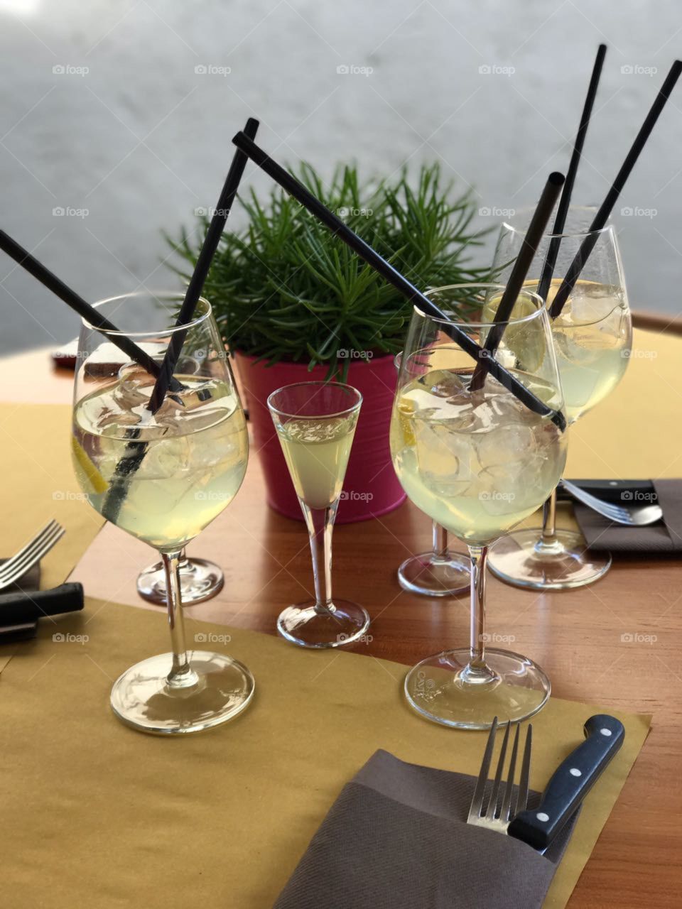 Lemonchello spritzer on a table 