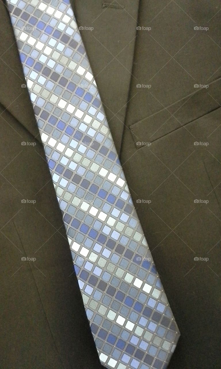 black dress coat men's blue grey square necktie