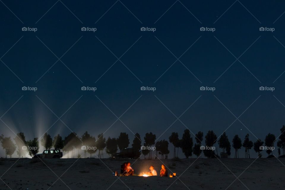 Desert campfire shared with some friends lit by the famed super moon