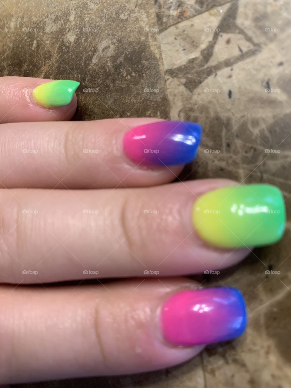 Neon acrylic nails 