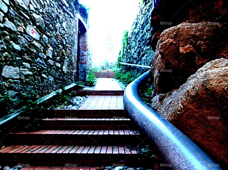 Stairway to Punta Manara, Sestri Levante, Genoa, Italy