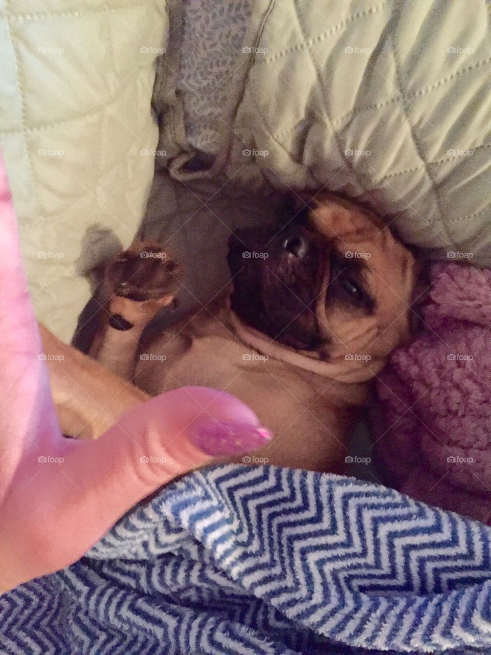 Giving mommy high five as I wake up