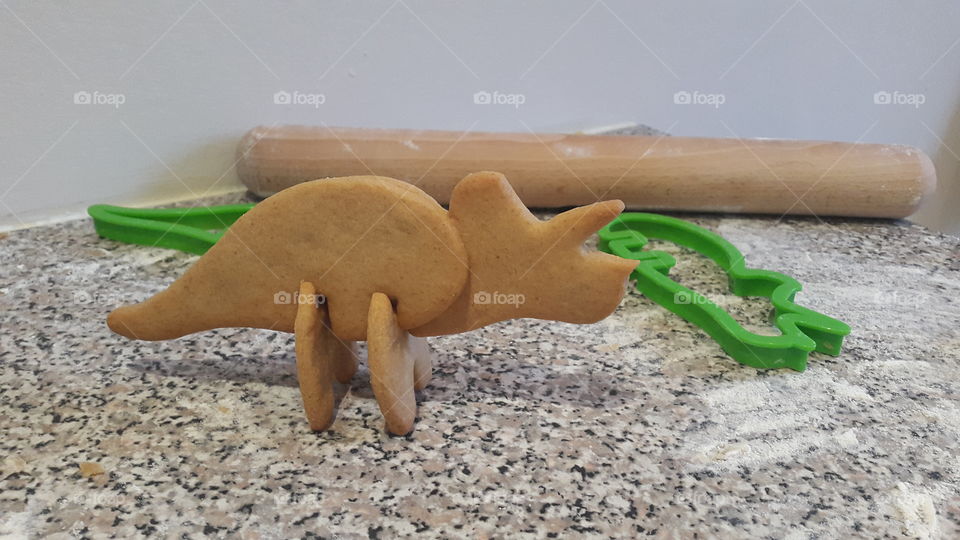 Baking a herd of dinosaur biscuits