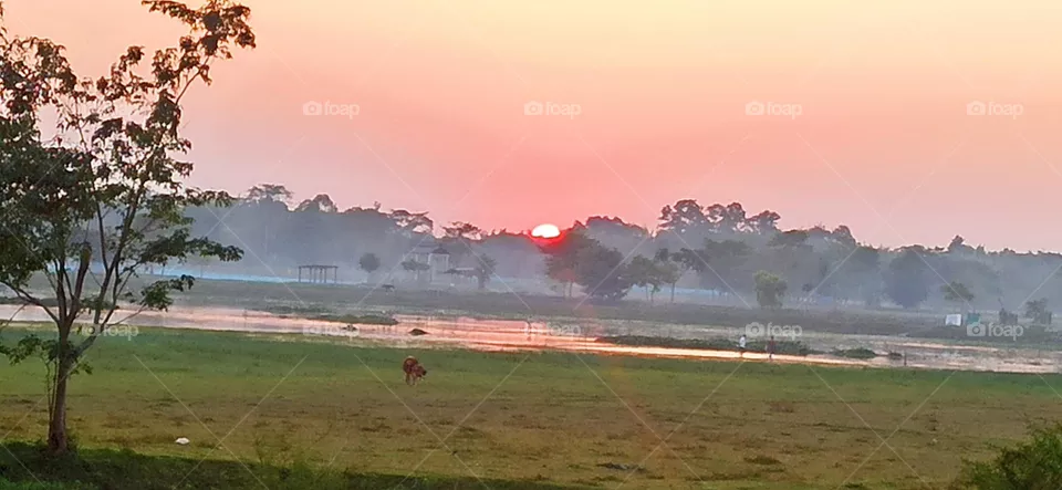 A village sun set