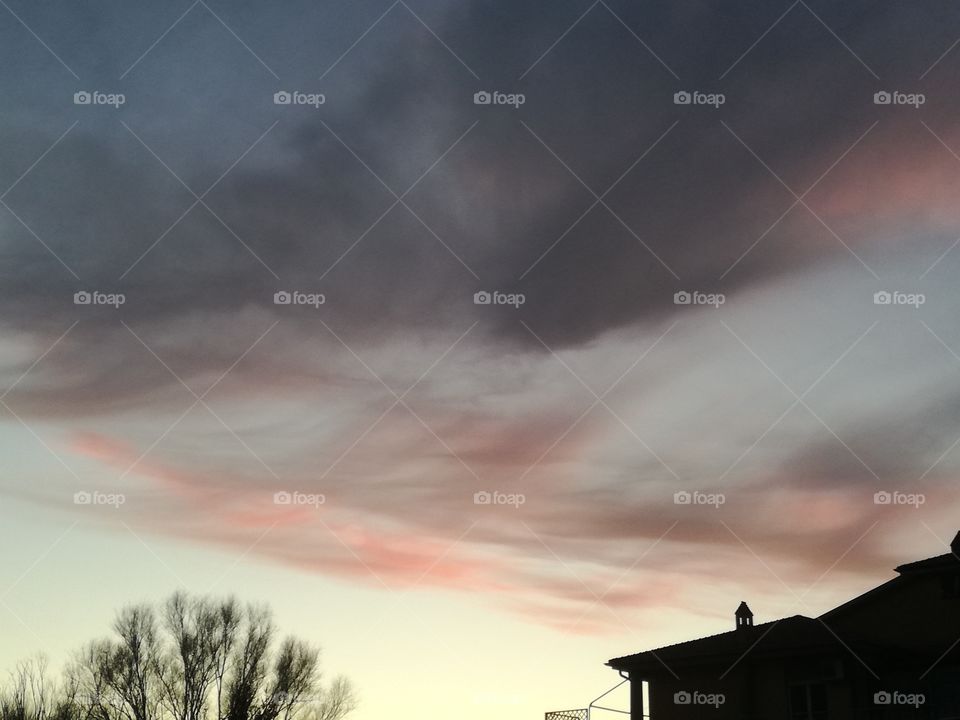 Pink and grey clouds